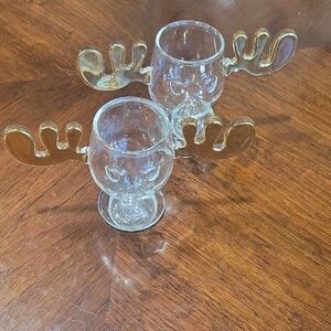 Moose Antler Glasses with Gold Accents